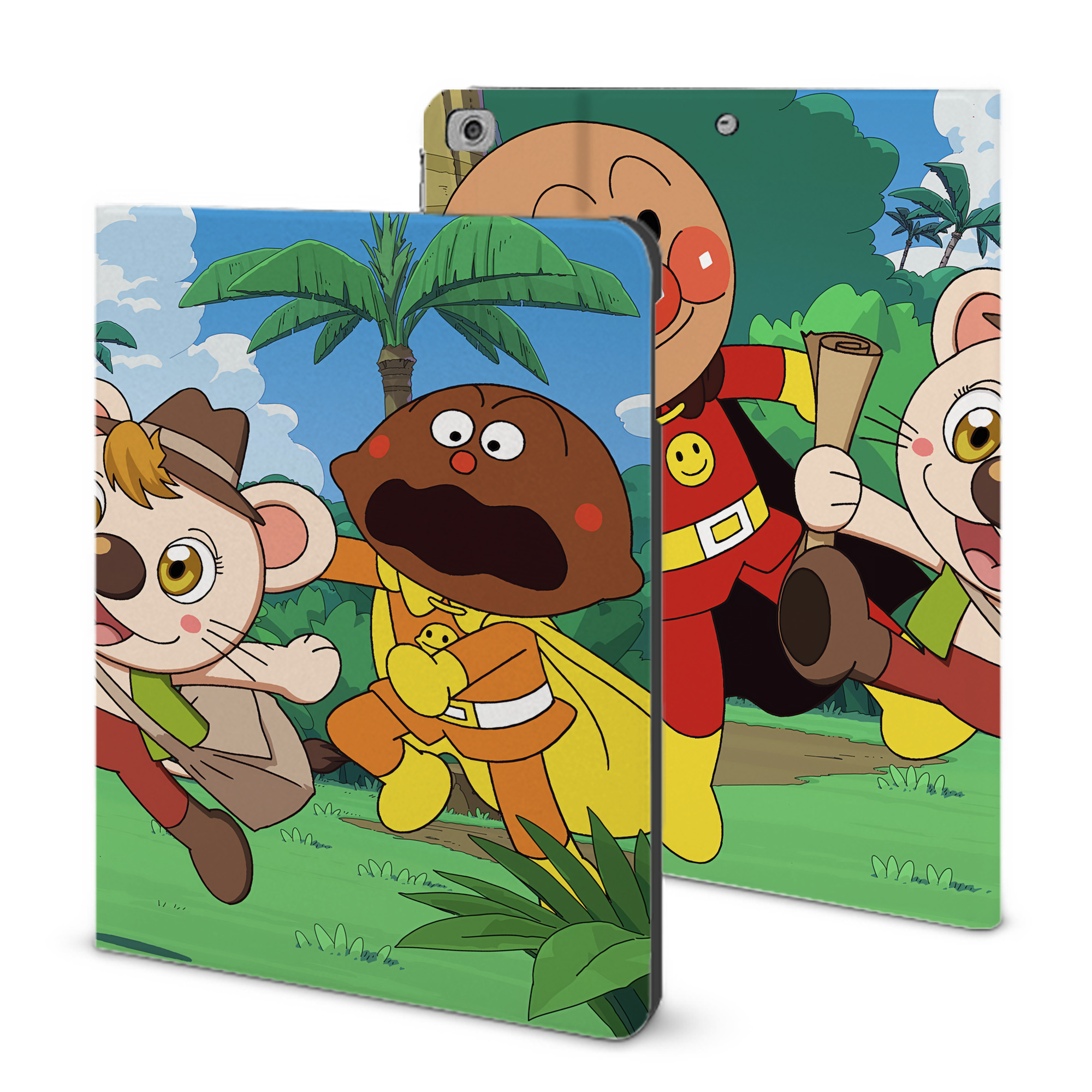 （画像用） アンパンマン Anpanman IPad ケース ブック型 PUレザー TPU 耐衝撃 軽量 薄型 ペン収納なし 全面保護 IPad 各モデル対応